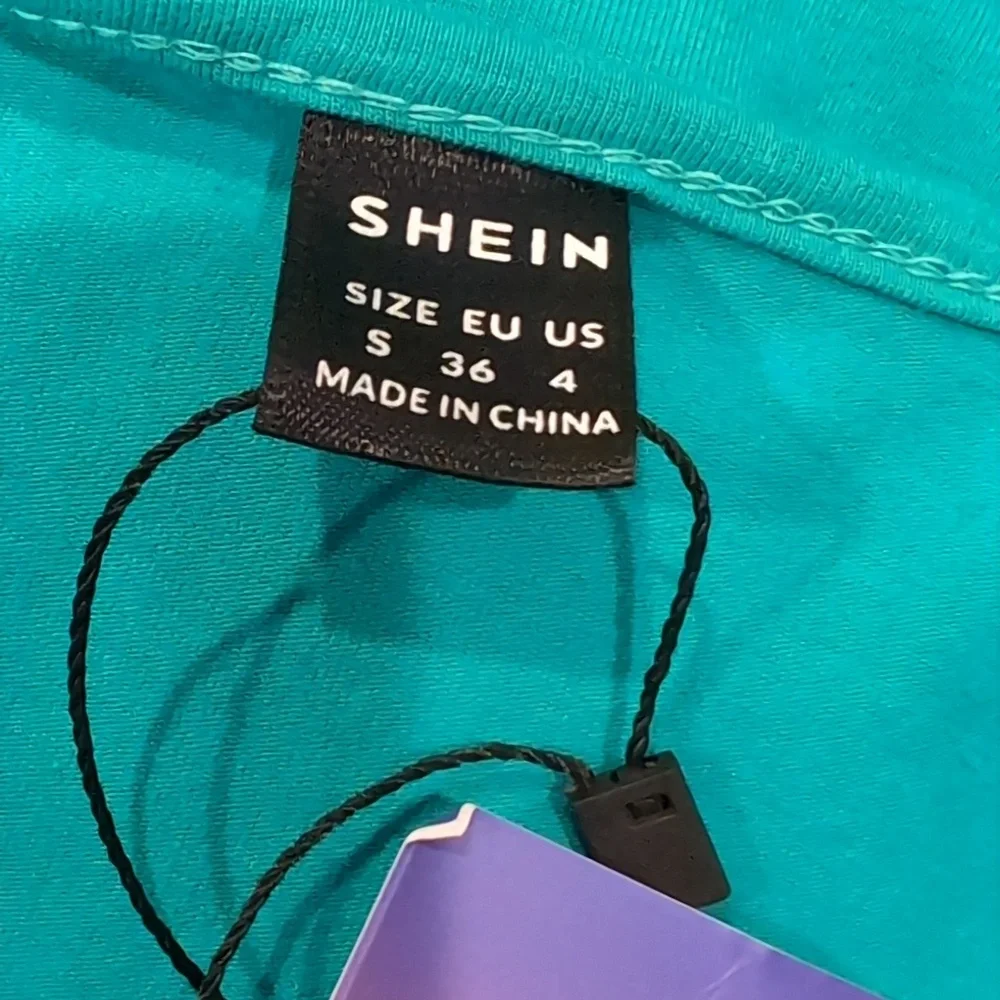 SHEIN Teal Cut Our Front Tie Bust Short Sleeve Ruffle Hem Mini Dress Size Small